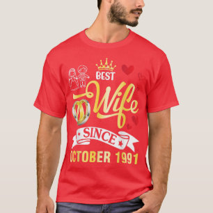 Beste vrouw sinds oktober 1991 31 jaar gelukkig ge t-shirt