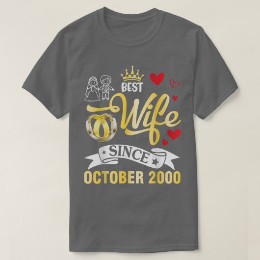 Beste vrouw sinds oktober 2000 Fijne Gehuwde 22 ja T-shirt (Design voorkant)