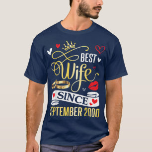 Beste vrouw sinds september 2000 22 jaar t-shirt