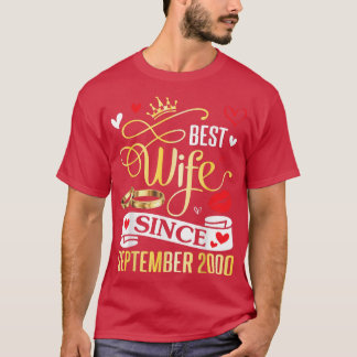Beste vrouw sinds september 2000 22 jaar t-shirt