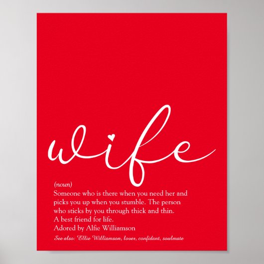 Beste vrouw ter wereld Definitie Chic Schrift Rood Poster (Voorkant)