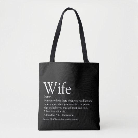 Beste vrouw ter wereld Definitie Zwart en Wit Tote Bag (Voorkant)