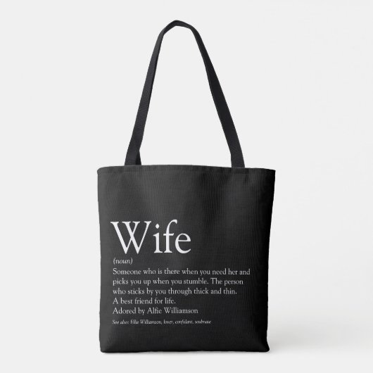 Beste vrouw ter wereld Definitie Zwart en Wit Tote Bag (Achterkant)