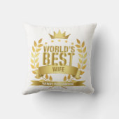 Beste vrouw ter wereld gouden grap kussen (Achterkant)