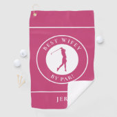Beste vrouw van de par-golfer Monogram Sport Roze Golfhanddoek (Insitu)