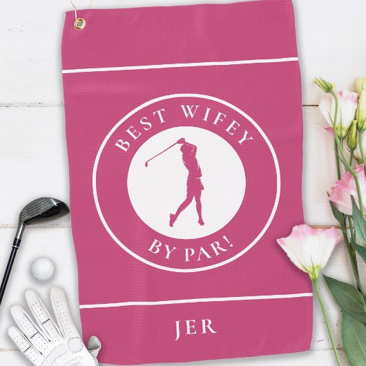 Beste vrouw van de par-golfer Monogram Sport Roze Golfhanddoek