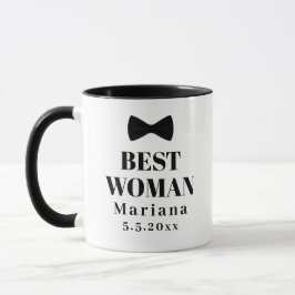 beste vrouw zwart en wit lint boog trouwjurk mok