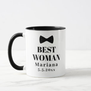 beste vrouw zwart en wit lint boog trouwjurk mok