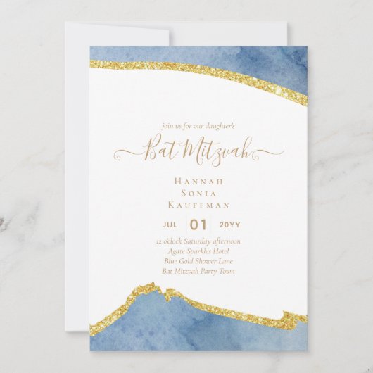 Beste Waarde Agate Glitter BAT MITZVAH Uitnodiging (Voorkant)