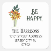 Beste waarde, Gewatteerde bloemen Elegant retourad Vierkante Sticker (Voorkant)