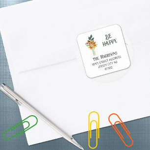 Beste waarde, Gewatteerde bloemen Elegant retourad Vierkante Sticker