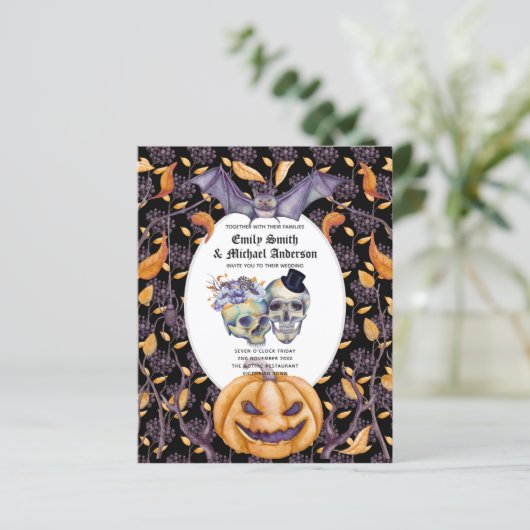 Beste waarde HALLOWEEN Huwelijksuitnodiging Schede (Staand voorkant)