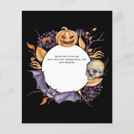 Beste waarde HALLOWEEN Huwelijksuitnodiging Schede (Achterkant)