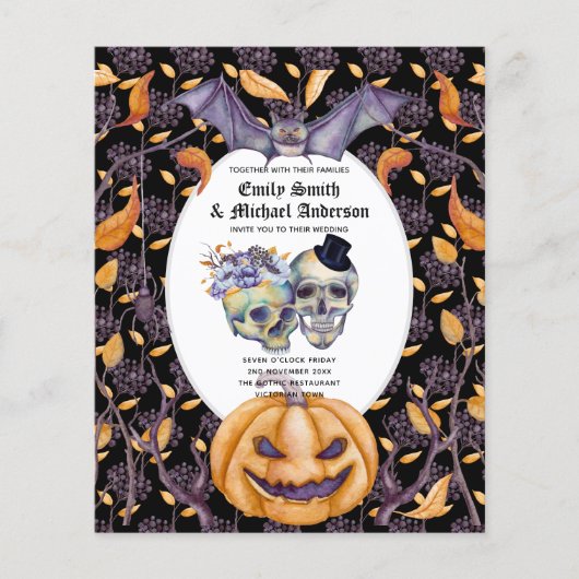 Beste waarde HALLOWEEN Huwelijksuitnodiging Schede (Voorkant)