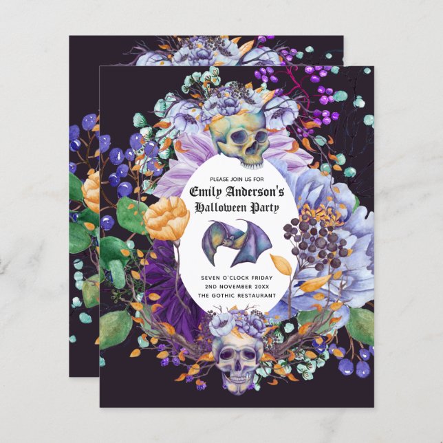 Beste waarde HALLOWEEN uitnodiging Schedels Pompoe (Voorkant / Achterkant)