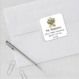Beste waarde, Schattigee Coneflowers Retouradres Vierkante Sticker