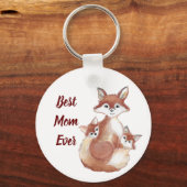 Beste Waterverf van de beste mam ooit-Cute Fox-fam Sleutelhanger (Voorkant)