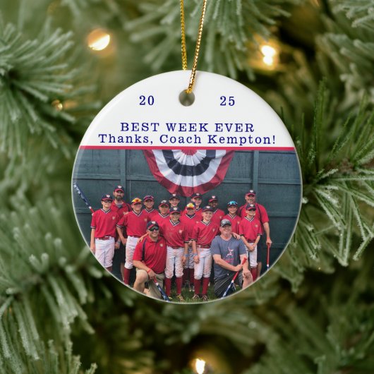 Beste week ooit dank coach Custom Cooperstown Keramisch Ornament (Boom)