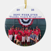 Beste week ooit dank coach Custom Cooperstown Keramisch Ornament (Voorkant)