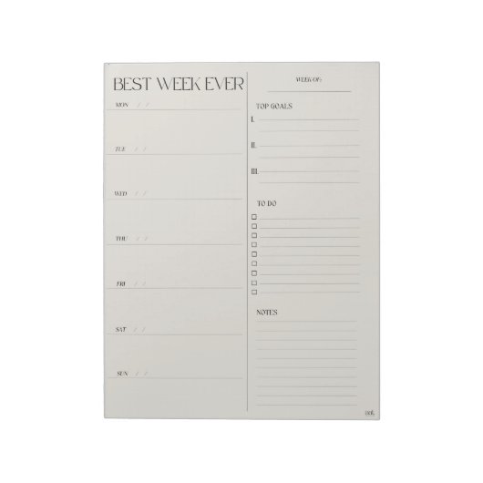 beste weekplanner - MAANDAG START Notitieblok (Linkerzijde)