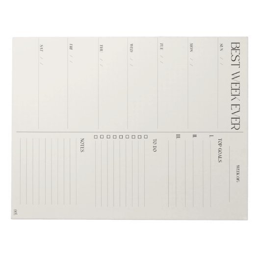 beste weekplanner - ZONDAG START Notitieblok (Voorkant)
