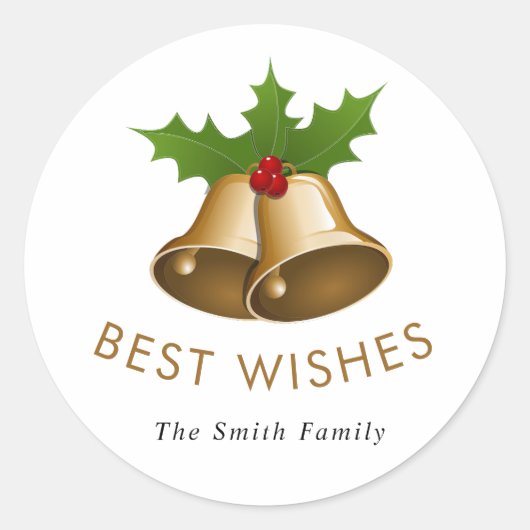 Beste Wens Jingle Bells Smith Family Ronde Sticker (Voorkant)
