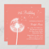 Beste wensen 21e verjaardag uitnodiging in Coral (Voorkant / Achterkant)