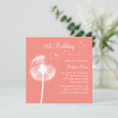 Beste wensen 21e verjaardag uitnodiging in Coral (Staand voorkant)