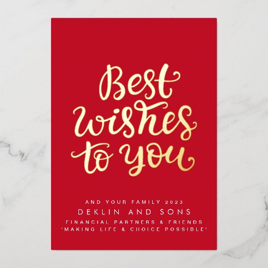 Beste wensen aan u en uw familie rode Zaken Folie Feestdagenkaart (Voorkant)