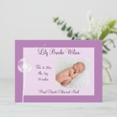 Beste wensen!!! Aankondiging geboorte 1 (paars) (Staand voorkant)