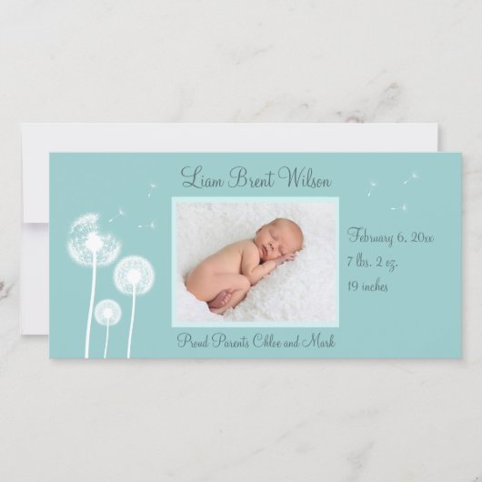 Beste wensen!!! Aankondiging geboorte 2 (turquoise (Voorkant)
