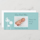 Beste wensen!!! Aankondiging geboorte 2 (turquoise (Voorkant / Achterkant)