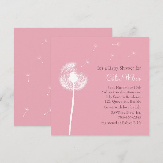 Beste wensen! baby shower Uitnodiging (roze) (Voorkant / Achterkant)