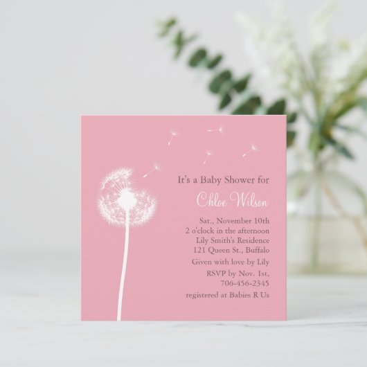 Beste wensen! baby shower Uitnodiging (roze) (Staand voorkant)