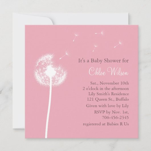 Beste wensen! baby shower Uitnodiging (roze) (Voorkant)