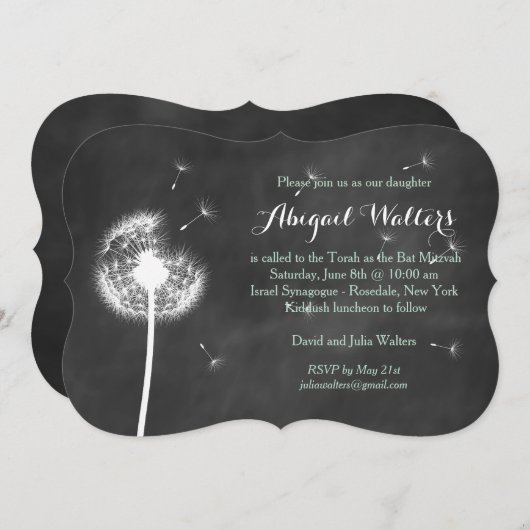 Beste wensen Bat Mitswa uitnodiging (Voorkant / Achterkant)