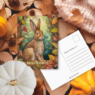 Beste wensen Boho Herfst Forest Rabbit Briefkaart