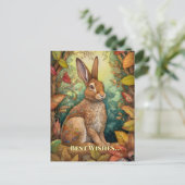 Beste wensen Boho Herfst Forest Rabbit Briefkaart (Staand voorkant)