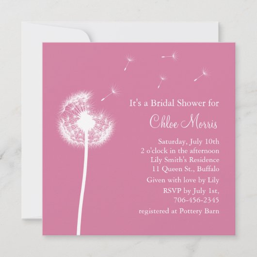 Beste wensen! Bridal Shower Invitation (fuchsia) Kaart (Voorkant)
