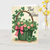 Beste Wensen Clover Rose Kaart (Gele Bloem)