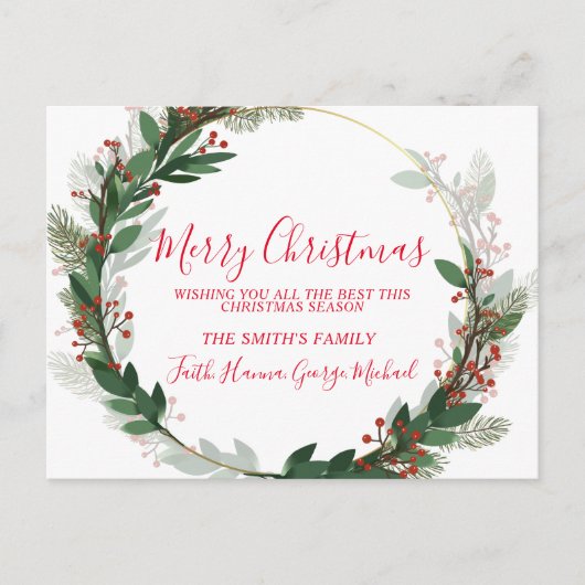 Beste wensen dit seizoen, prettig kerstBriefkaart Briefkaart (Voorkant)