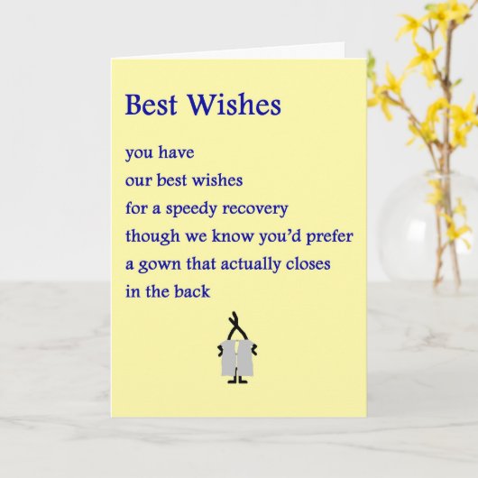 Beste wensen - een grappig gedicht kaart (Gele Bloem)