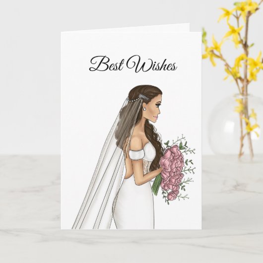 Beste wensen eenvoudige bruiloft  kaart (Gele Bloem)