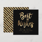 Beste wensen Elegant Zwart Goud Script Chic Feestdagenkaart (Voorkant / Achterkant)