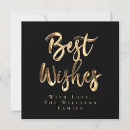 Beste wensen Elegant Zwart Goud Script Chic Feestdagenkaart