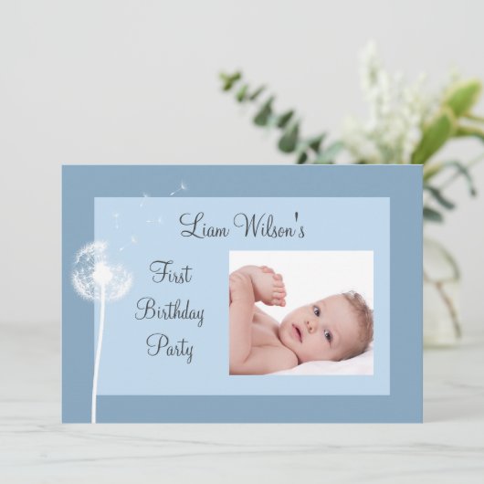 Beste wensen! Foto van Birthday Party Invite (blau Kaart (Staand voorkant)