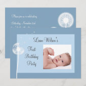Beste wensen! Foto van Birthday Party Invite (blau Kaart (Voorkant / Achterkant)