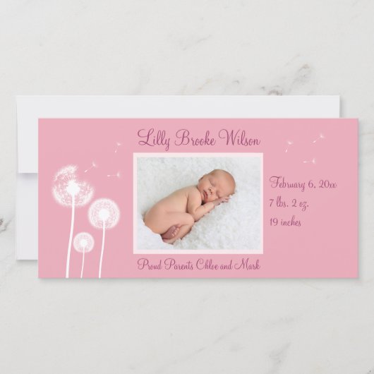 Beste wensen !!! Geboorteaankondiging 2 (roze) Aankondiging (Voorkant)