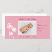 Beste wensen !!! Geboorteaankondiging 2 (roze) Aankondiging (Voorkant / Achterkant)