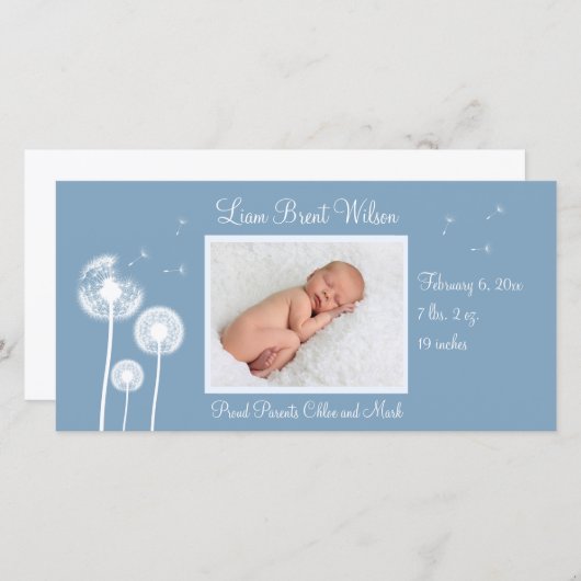 Beste wensen!!! Geboortedatum: 2 (blauw) Aankondiging (Voorkant / Achterkant)